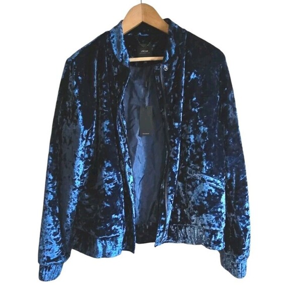 Joe's Jeans Lexi Jacket Women's Medium Blue Crushed Velvet Full Zip NWT - Picture 2 of 11